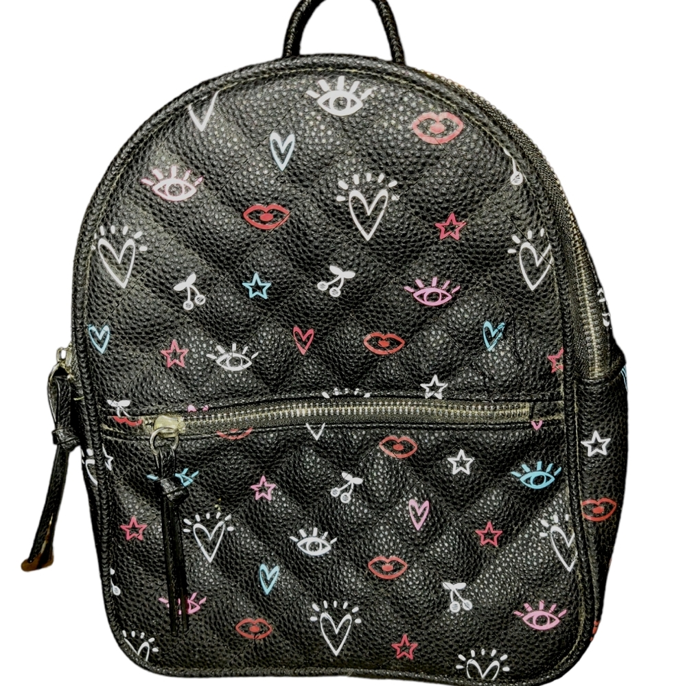 Clairs mini faux leather backpack eyes, cherries and diamonds.